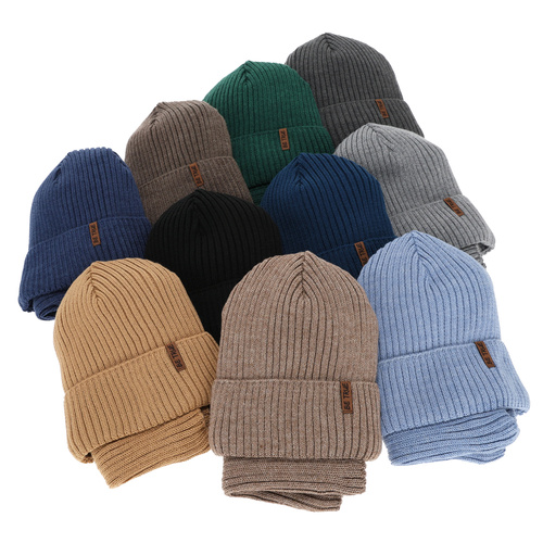 Čepice a tunel podšitý fleecem chlapecký zimní komplet, hnědý, s merino vlnou, Colton