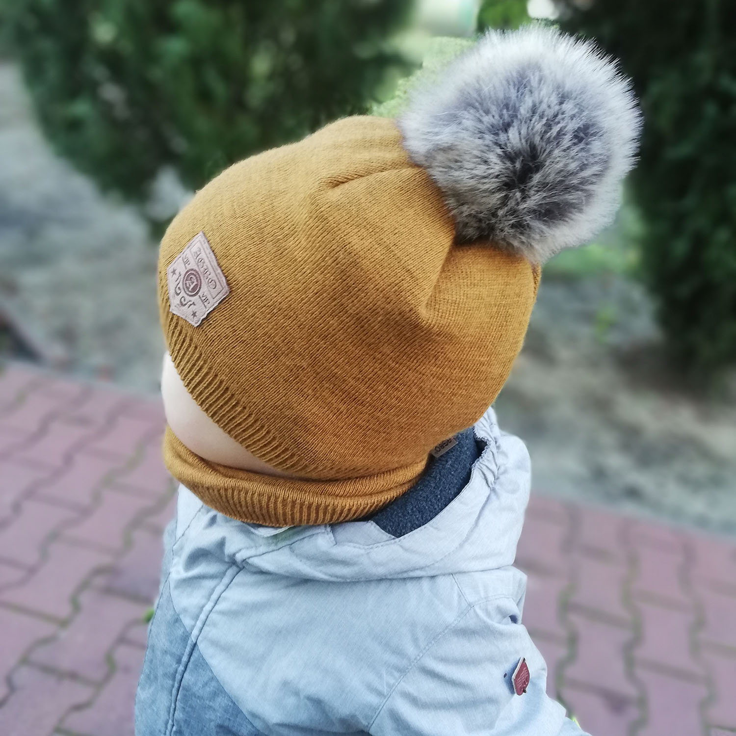 Komplet zimní chlapecký: čepice a tunel khaki Apolin