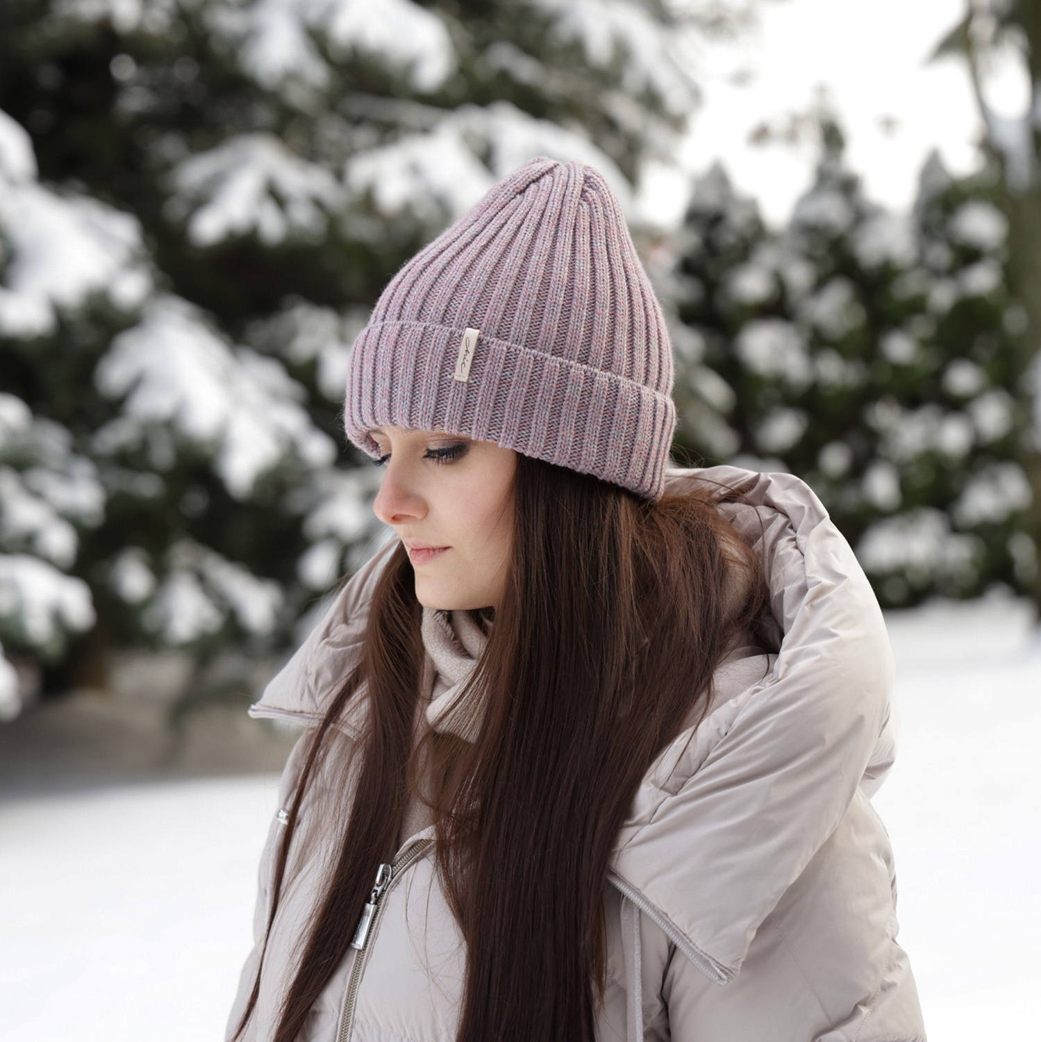 Dámska zimná čiapka ružová merino vlnená Missi