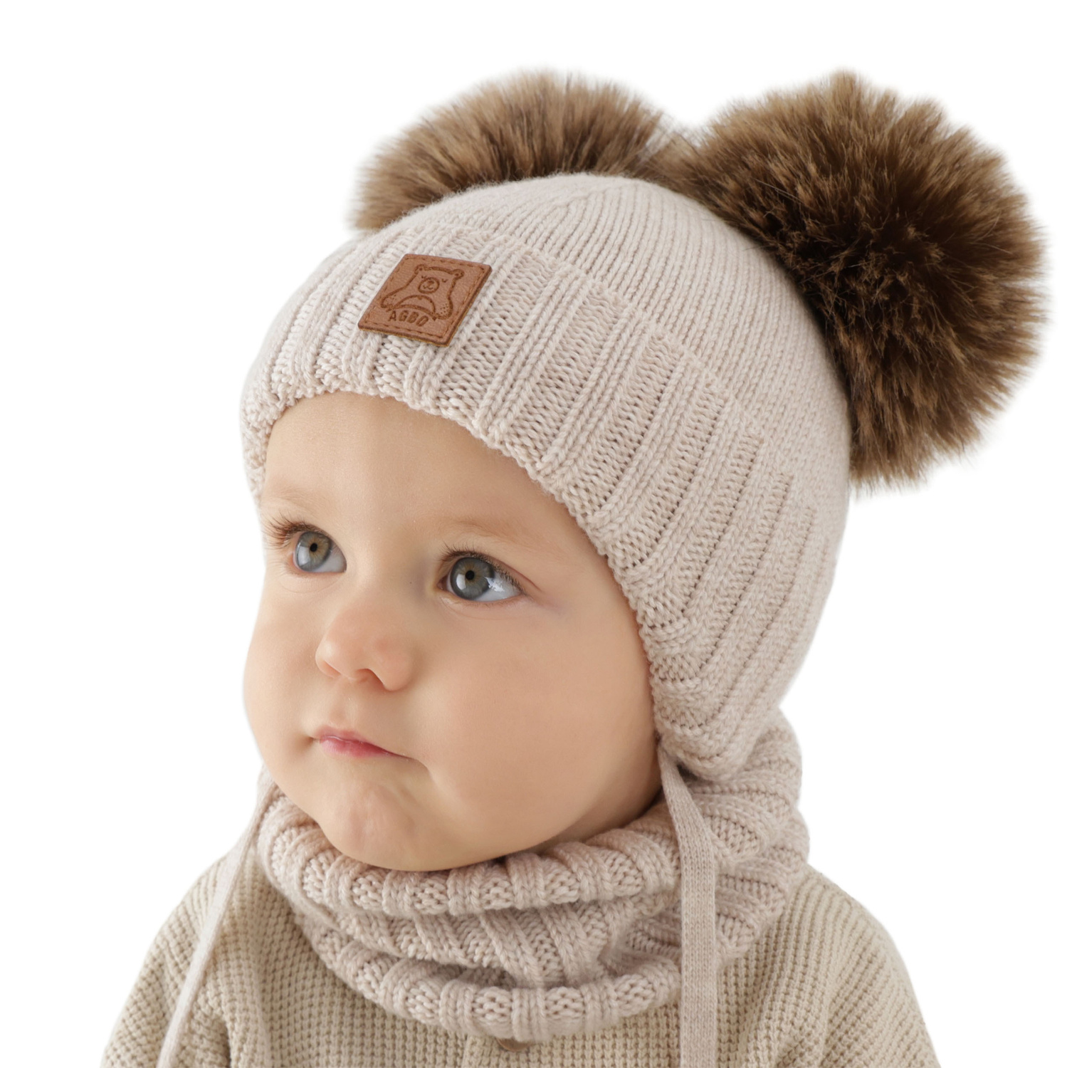 Chlapecká čepice a nákrčník, zimní set, tmavě modrý, 100% merino vlna, podšitý vlněným polarem, Ronik