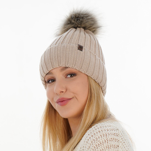 Dámska zimná čiapka z merino vlny v farbe camel Texa