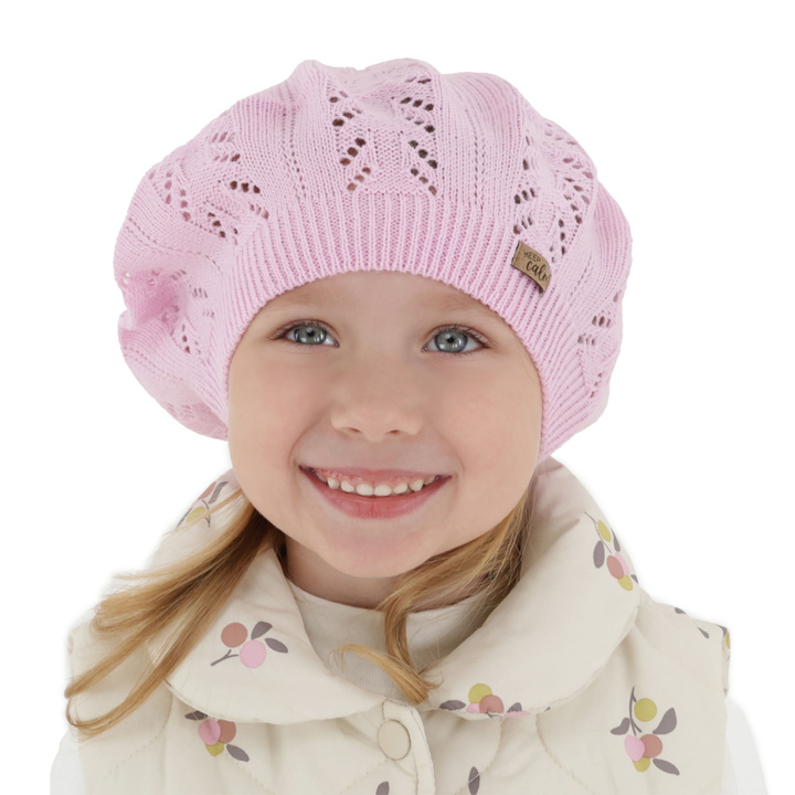 Dívčí podzimní/jarní beret, růžový, Kevira