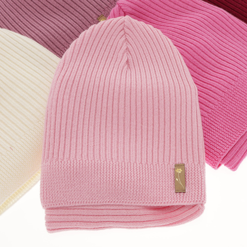 Komplet jesenný/jarný dievčenský čiapka a tunel ružový 100% extrafine merino vlna Chelsie