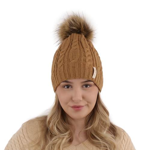 Čepice zimní dámská černá s bambulí Mirka