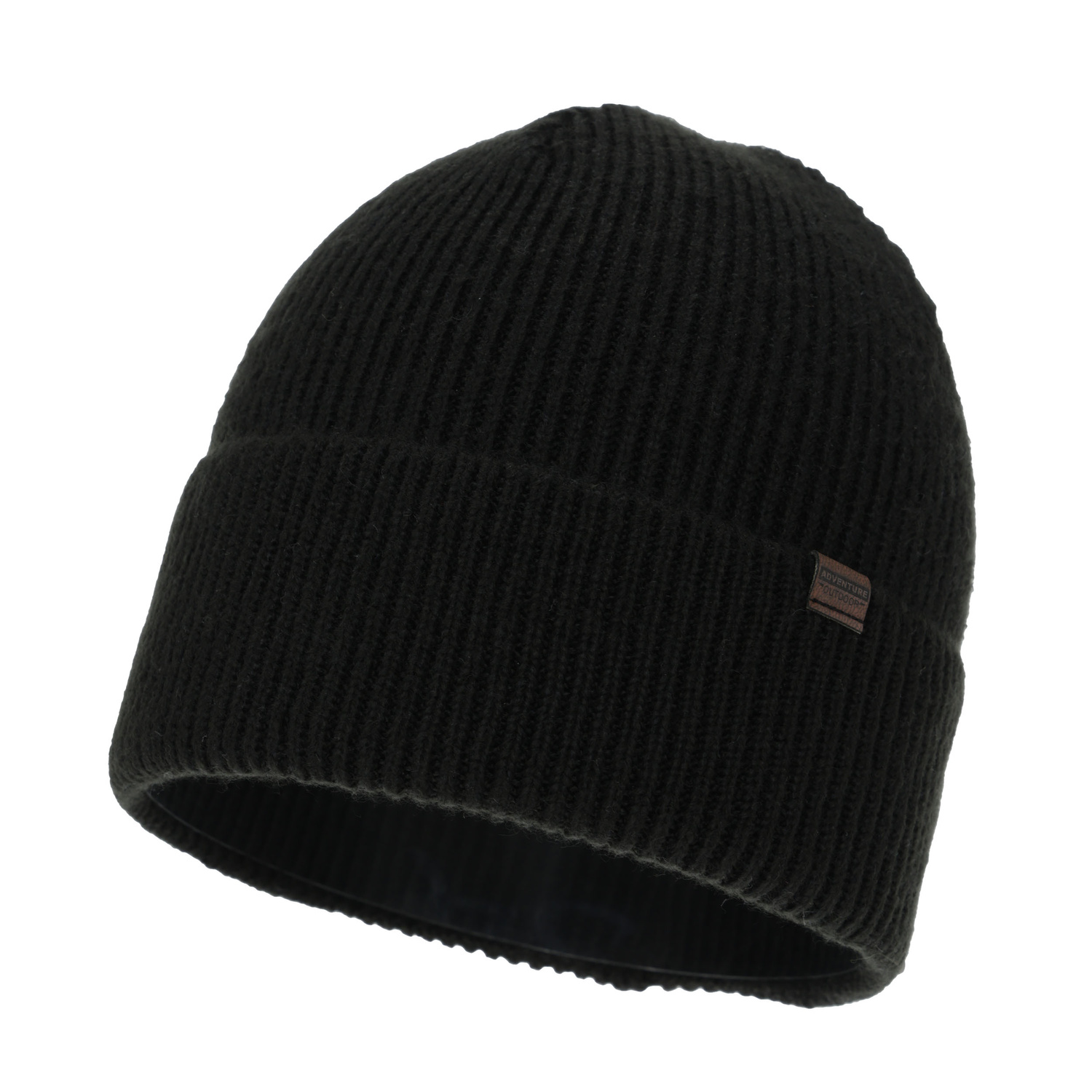 Pánská zimní čepice, zimní, černá, s merino vlnou, Korins