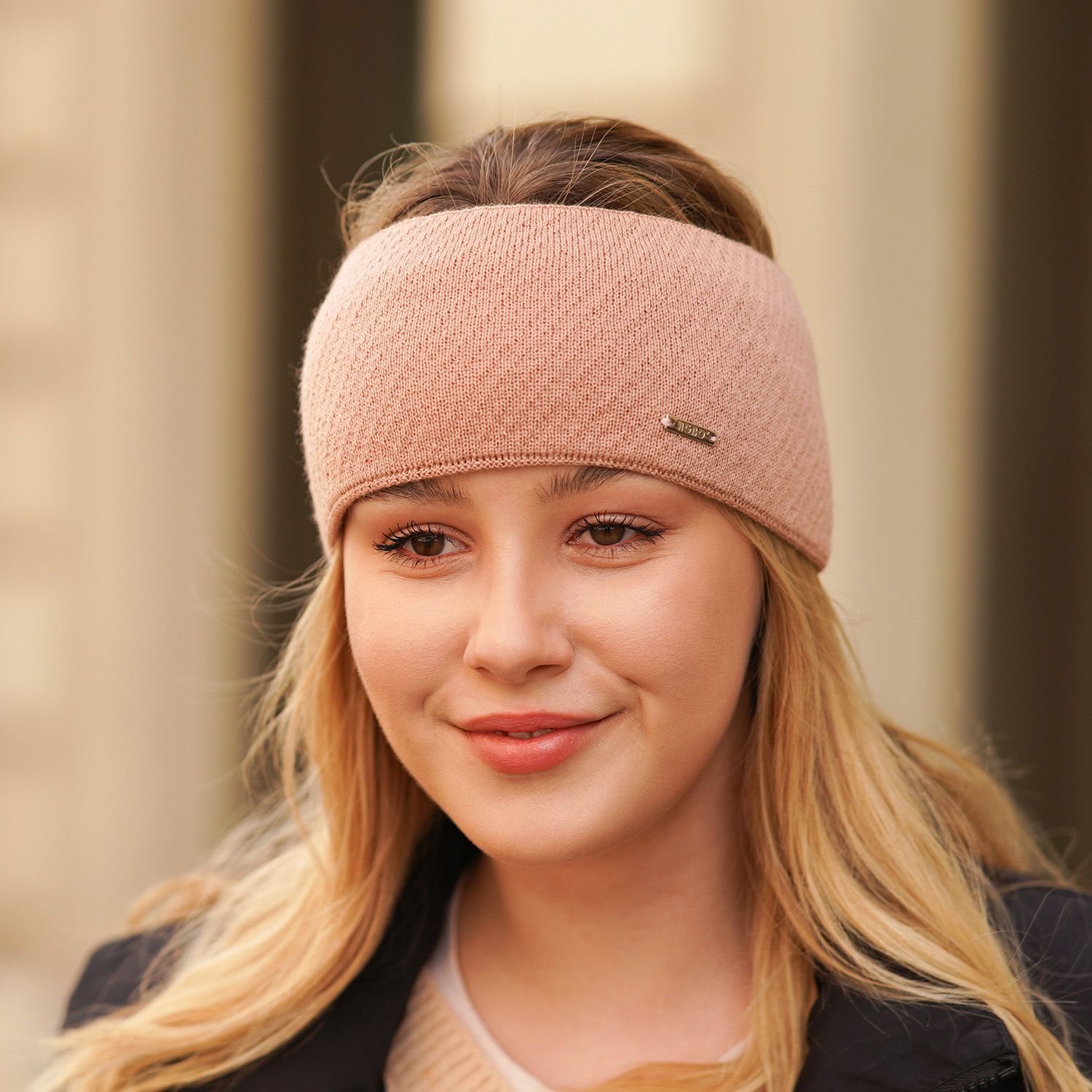 Dámska zimná čelenka čierna merino vlnená Katrina