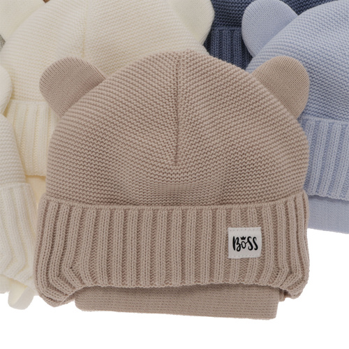 Komplet zimní chlapecký: čepice a šála béžový Luciano