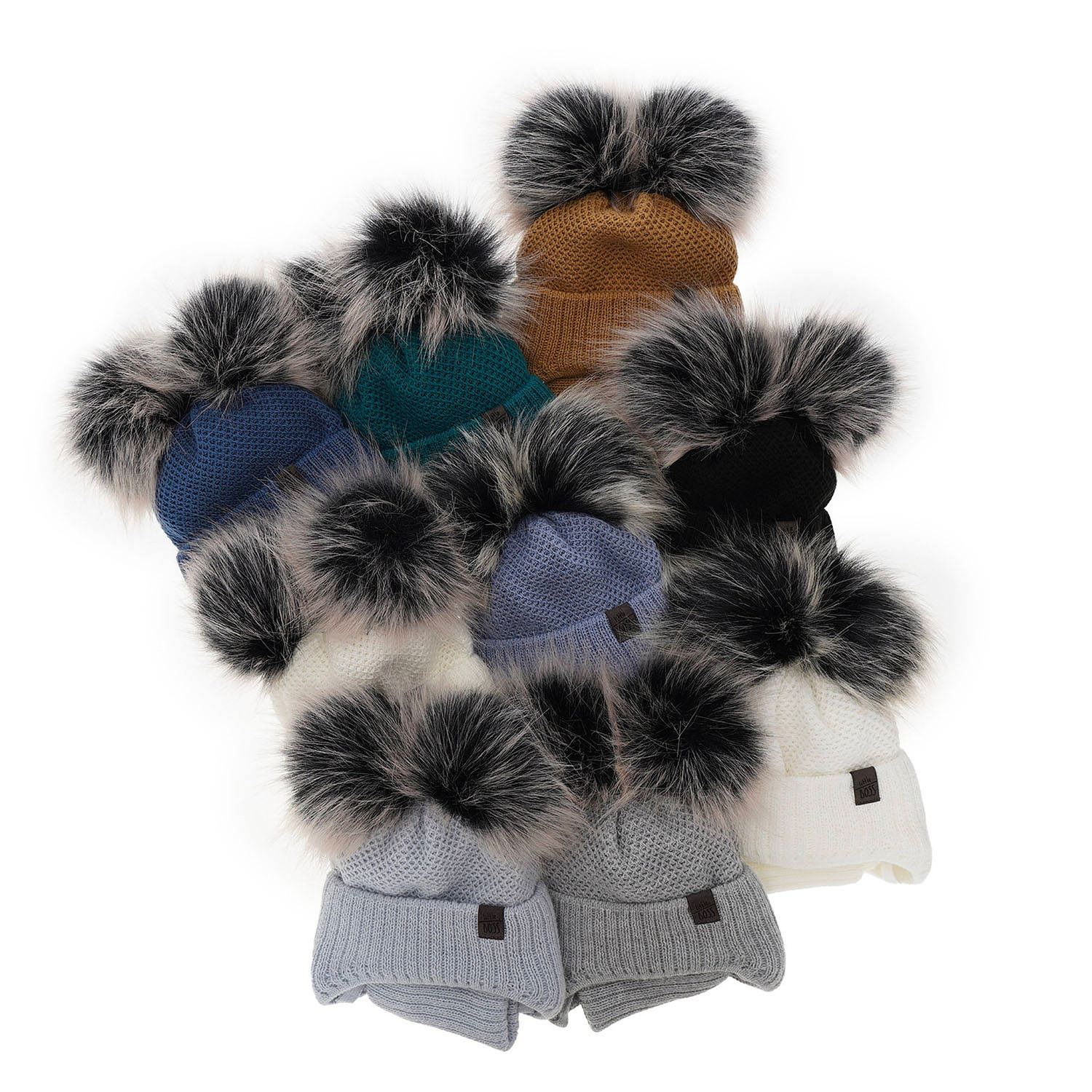 Komplet zimní chlapecký: čepice a tunel krémový se dvěma bambulemi Randel