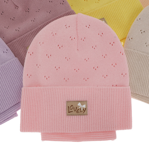 Komplet podzimní/jarní dívčí: čepice a tunel, s bavlnou, mátový Alisa