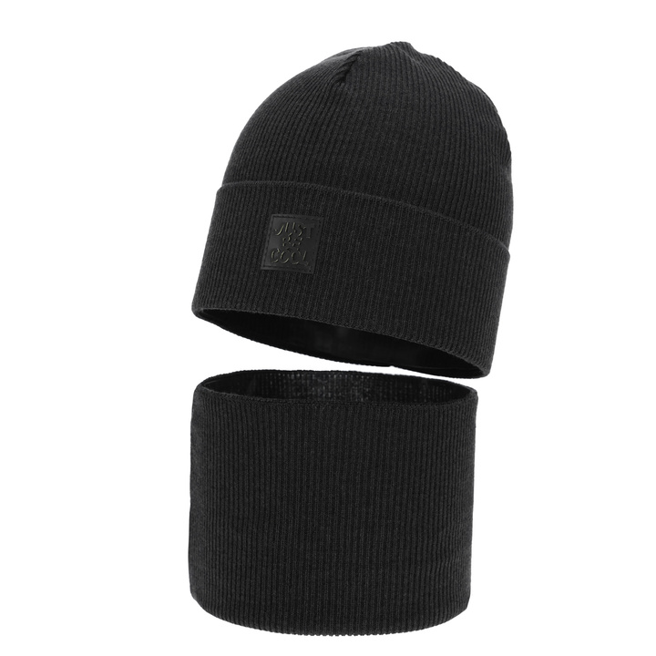 Komplet podzimní, jarní chlapecký: čepice a tunel, s bavlnou, béžový, Jonas