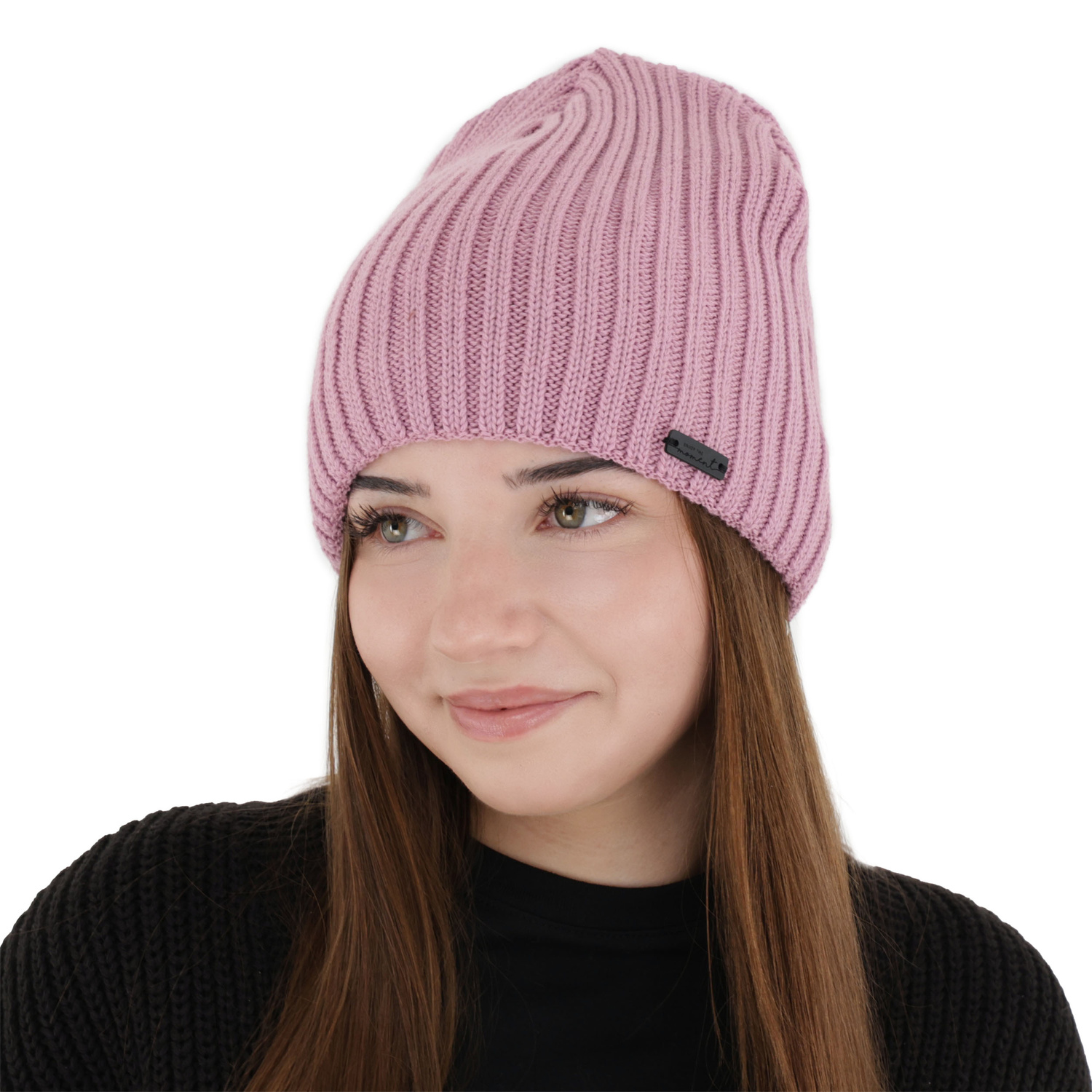 Dámská zimní čepice, růžová, s merino vlnou, Soletta
