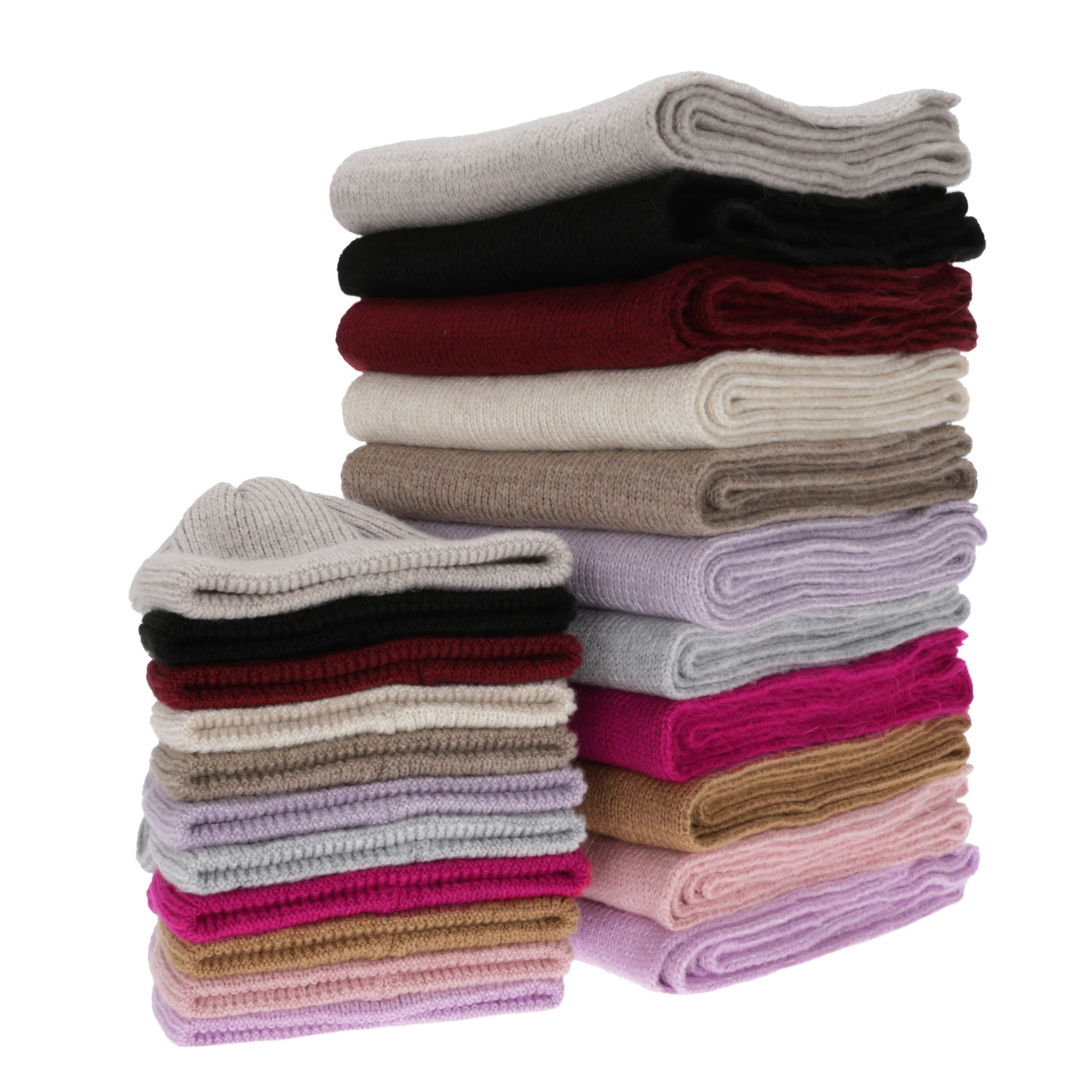 Komplet zimní dámský: čepice a šála, tmavě béžový, s merino vlnou, Seala