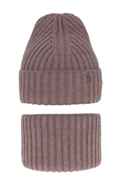 Komplet zimní dívčí: čepice a tunel růžový Valentine