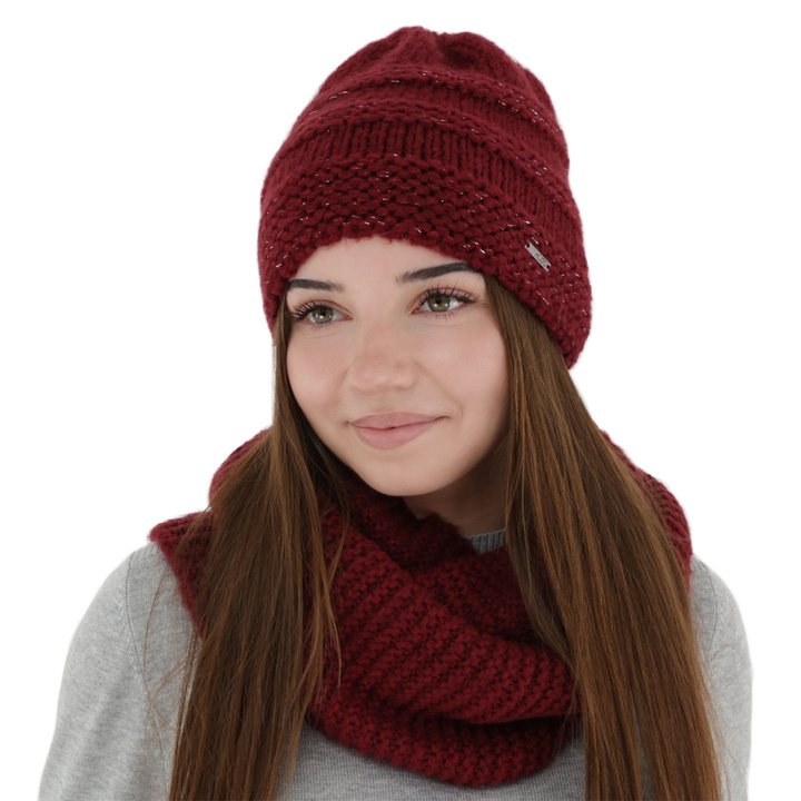 Komplet zimní, bordový, s merino vlnou, Driva