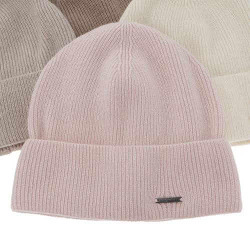 Dámská podzimní/zimní čepice, světle béžová, s merino vlnou s kašmírem, Sindra