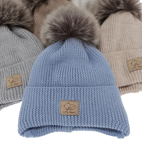 Chlapecká zimní čepice, modrá, zavazovací, 100% merino vlněná, Jergen