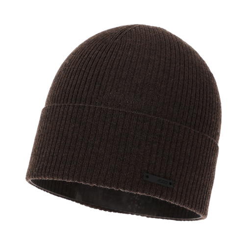 Pánská podzimní/jarní čepice hnědá 100% extra fine merino vlněná Fleur