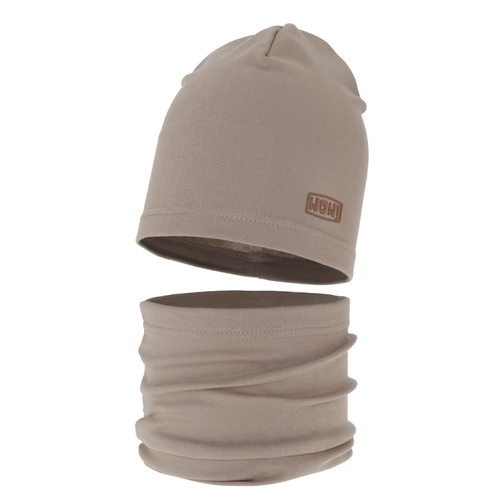 Komplet podzimní/jarní chlapecký: čepice a tunel béžový Frizer