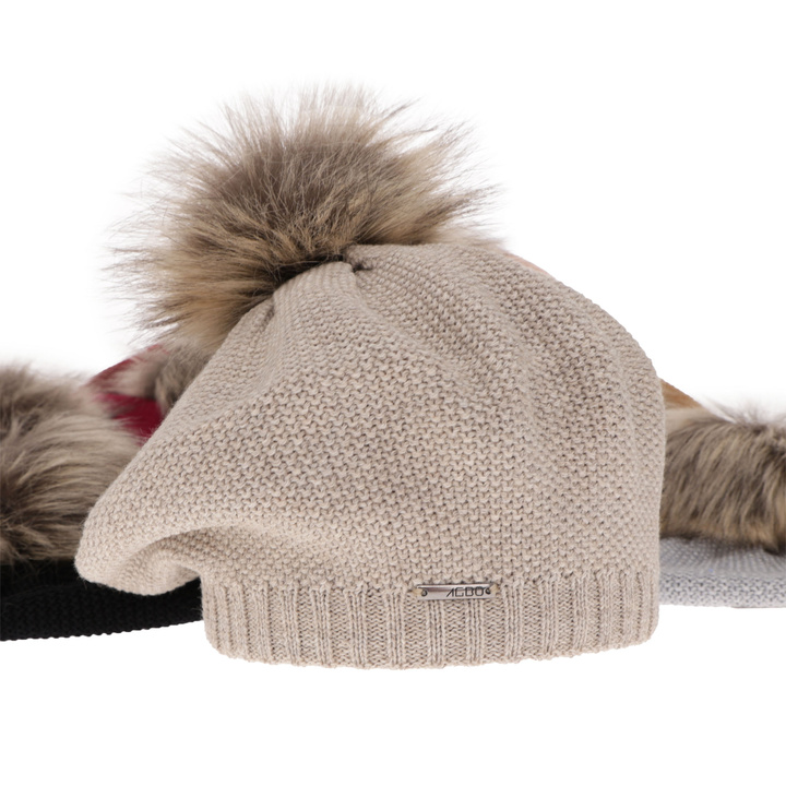 Dámský zimní baret růžový merino vlnená Bonnie