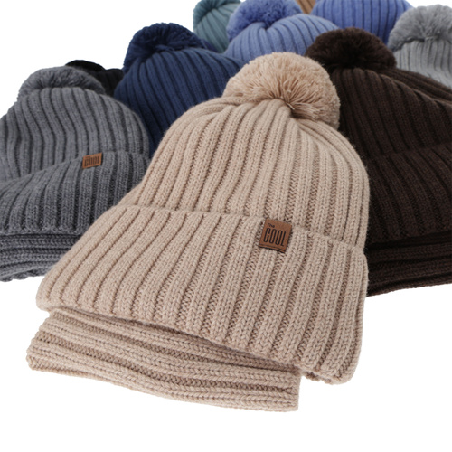 Komplet zimní chlapecký: čepice a tunel, 100% merino vlněný, podšitý bavlnou, světle šedý, Tolmar