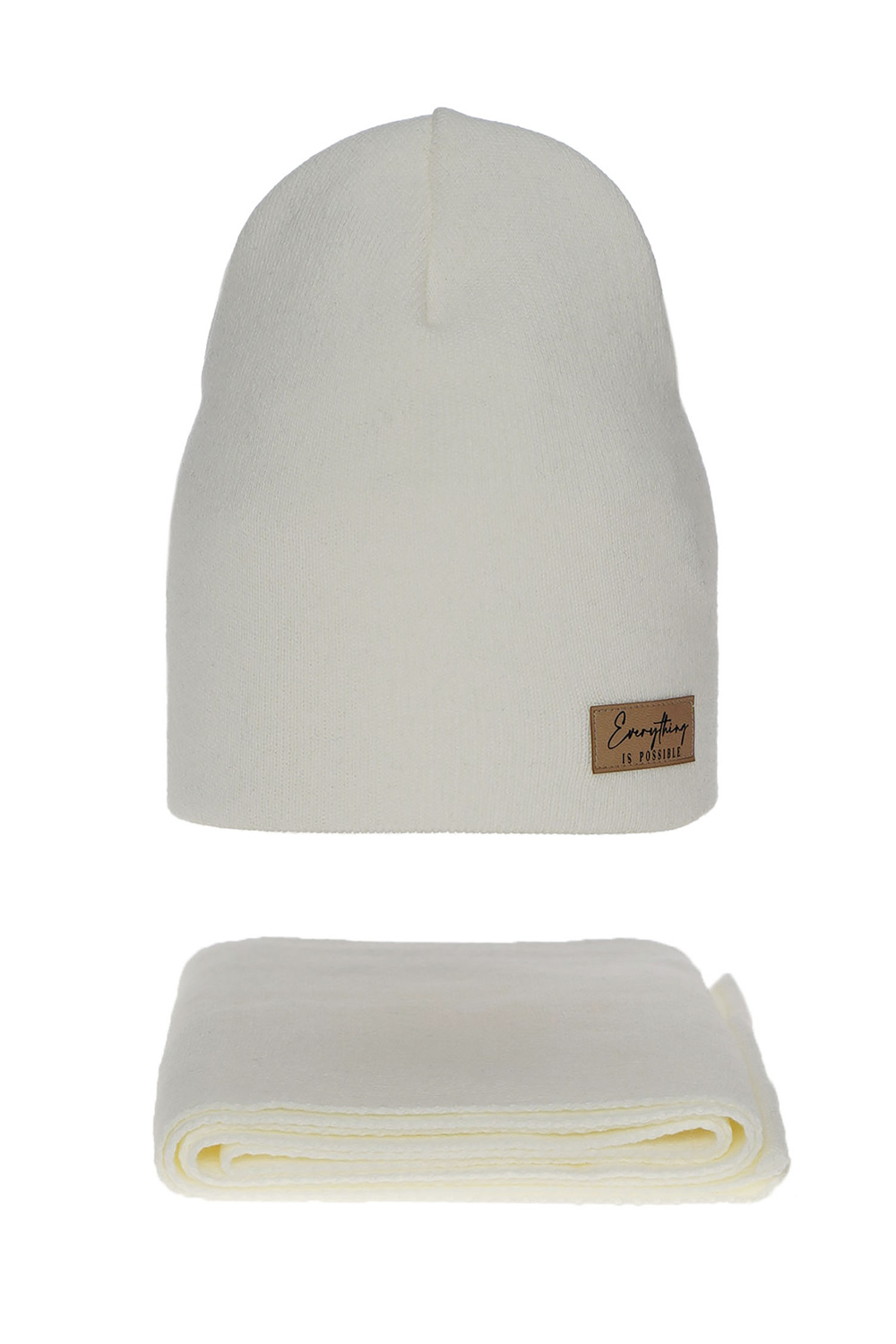 Komplet podzimní/jarní dámský: čepice a šála krémový Zula