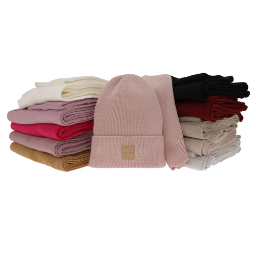 Dámský jarní/zimní set: čepice a šála růžový Nathalie