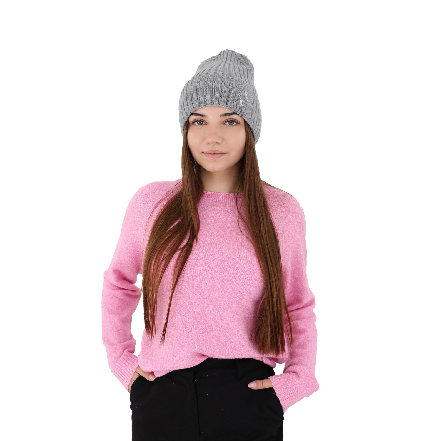 Dámská zimní čepice šedá 100% extra fine merino vlněná Ariga