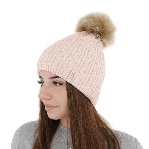 Čepice zimní dámská béžová s bambulí Xena