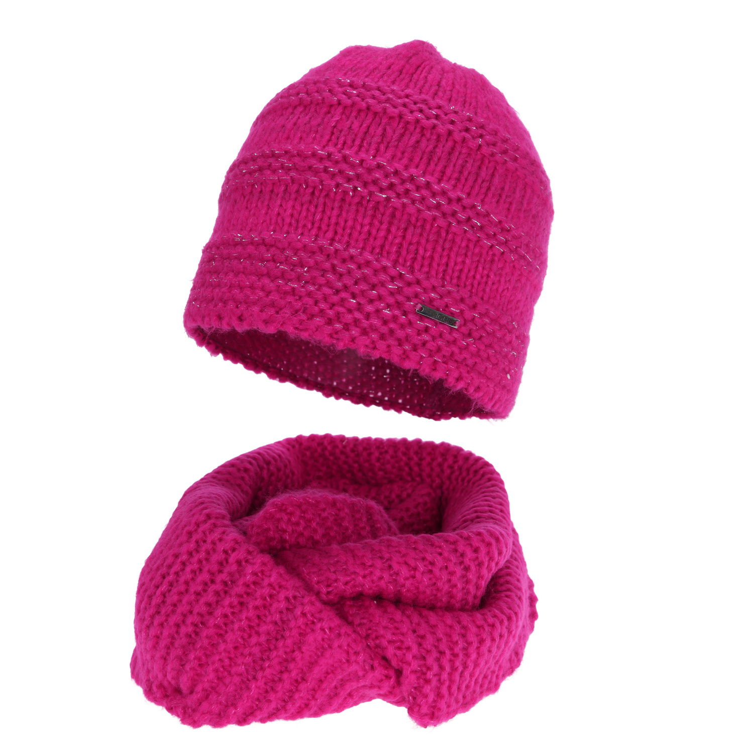 Komplet zimní, čepice a tunel, amarantový, s merino vlnou, Driva