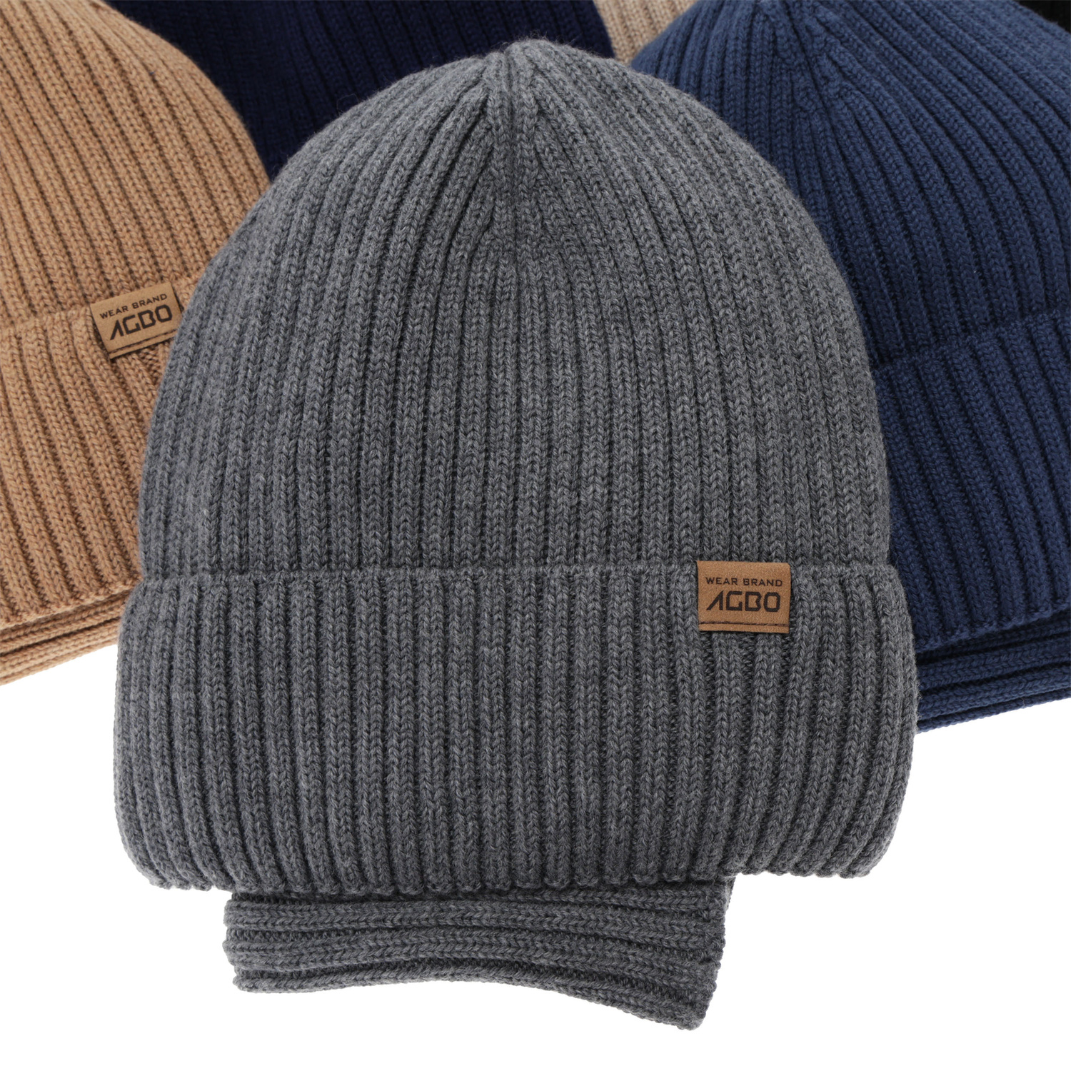 Komplet zimní chlapecký: čepice a tunel, 100% merino vlněná, s podšitou merino vlnou, šedý, Domin