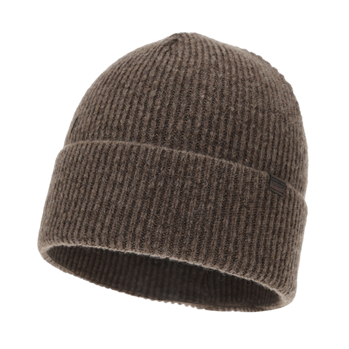 Pánská zimní čepice, hnědá, s merino vlnou, Korins