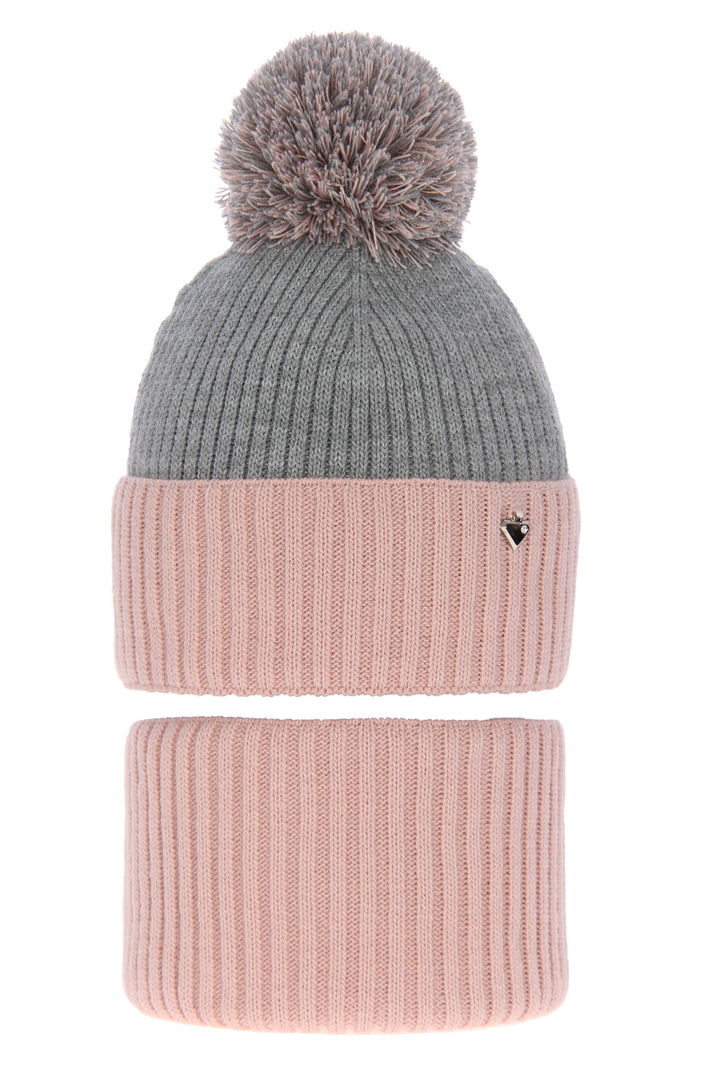 Komplet zimní dívčí: čepice a tunel růžový Kolumbina