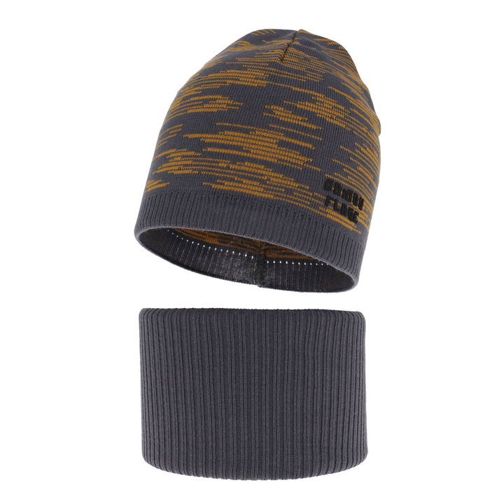 Komplet podzimní/jarní chlapecký: čepice a tunel, s bavlnou, modrý Carter