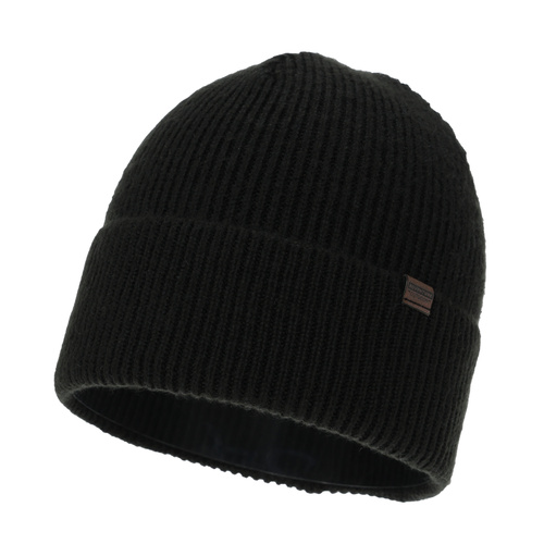 Pánská zimní čepice, zimní, černá, s merino vlnou, Korins