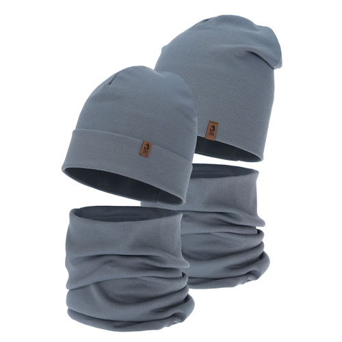 Komplet podzimní, jarní chlapecký: čepice a tunel, tmavě šedý, Amalfi